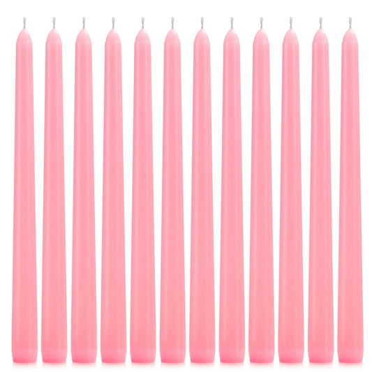 12 Pack Pink Taper Candles - Taper Candles 10 Inch Dripless, Smokeless & Unscented - 8 Hours Long Burning - Tall Candlesticks - Ideal for Weddings, Dinner Parties, Home Decor, Birthday Party